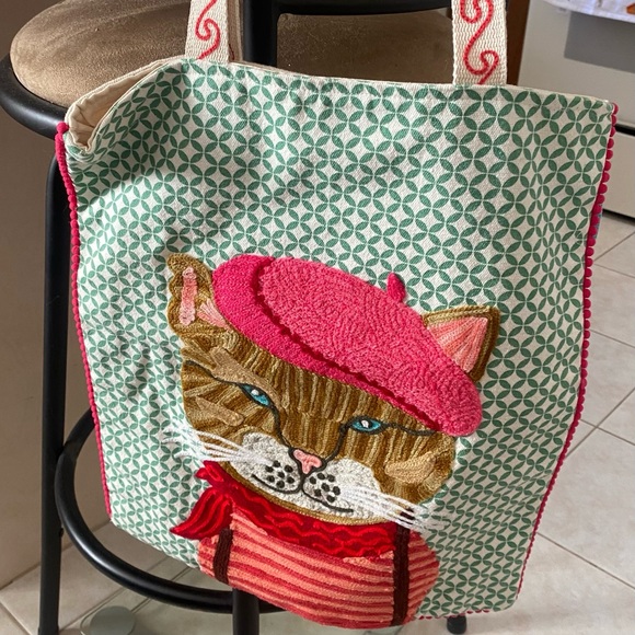 NWT  cat embroidered bag - Picture 2 of 2